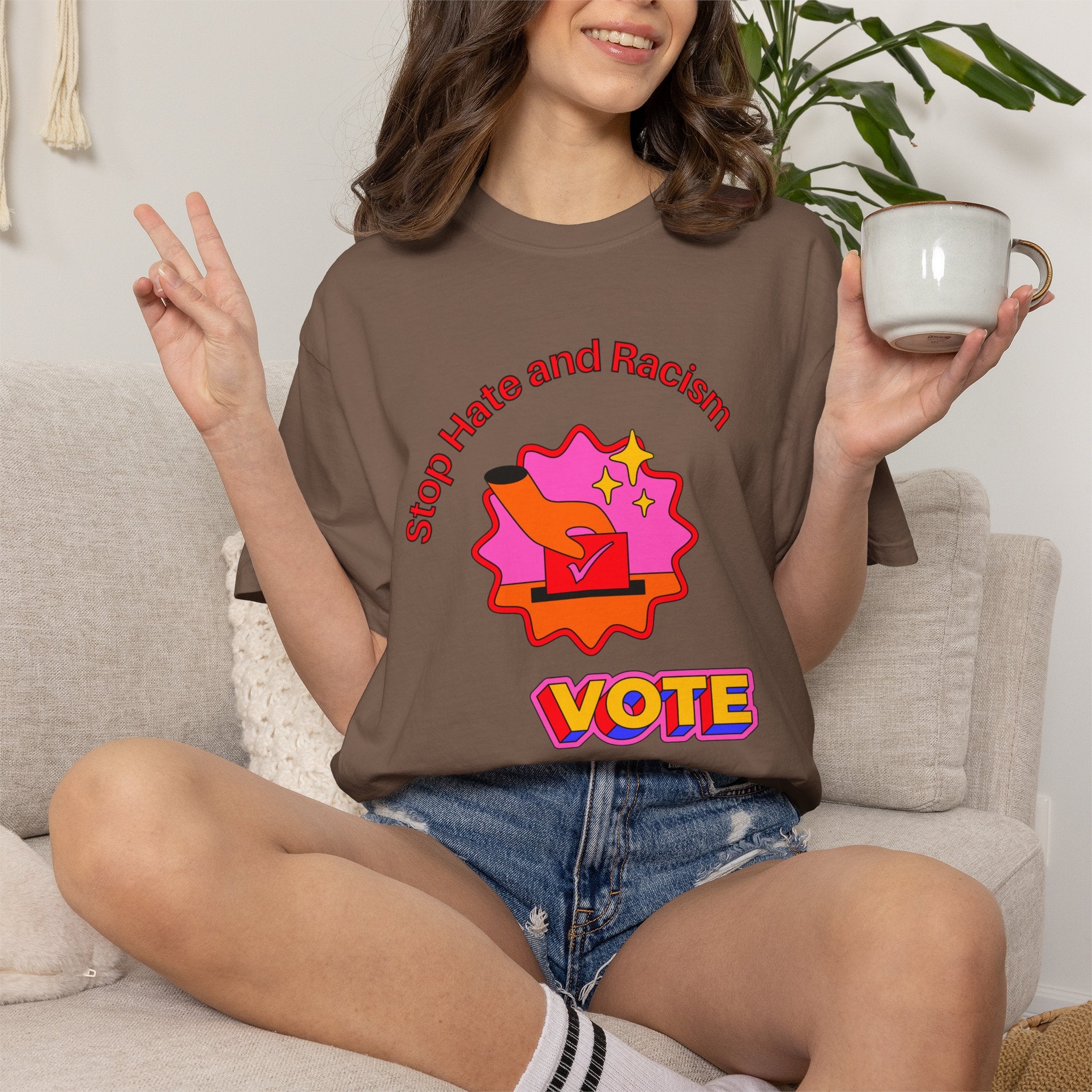 Vote: Stop Hate and Racism Graphic T-Shirt