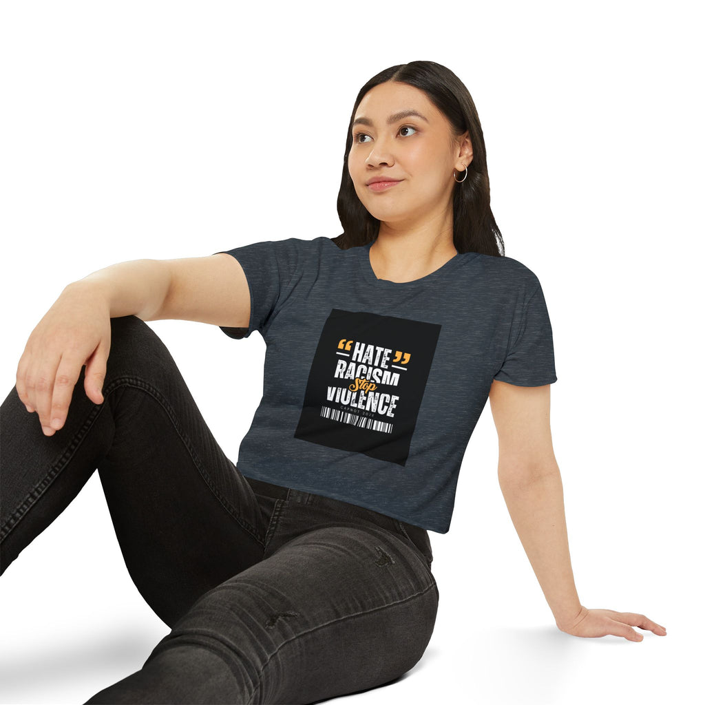 Festival Crop Top — "Hate Racism Stop Violence" Graphic Tee