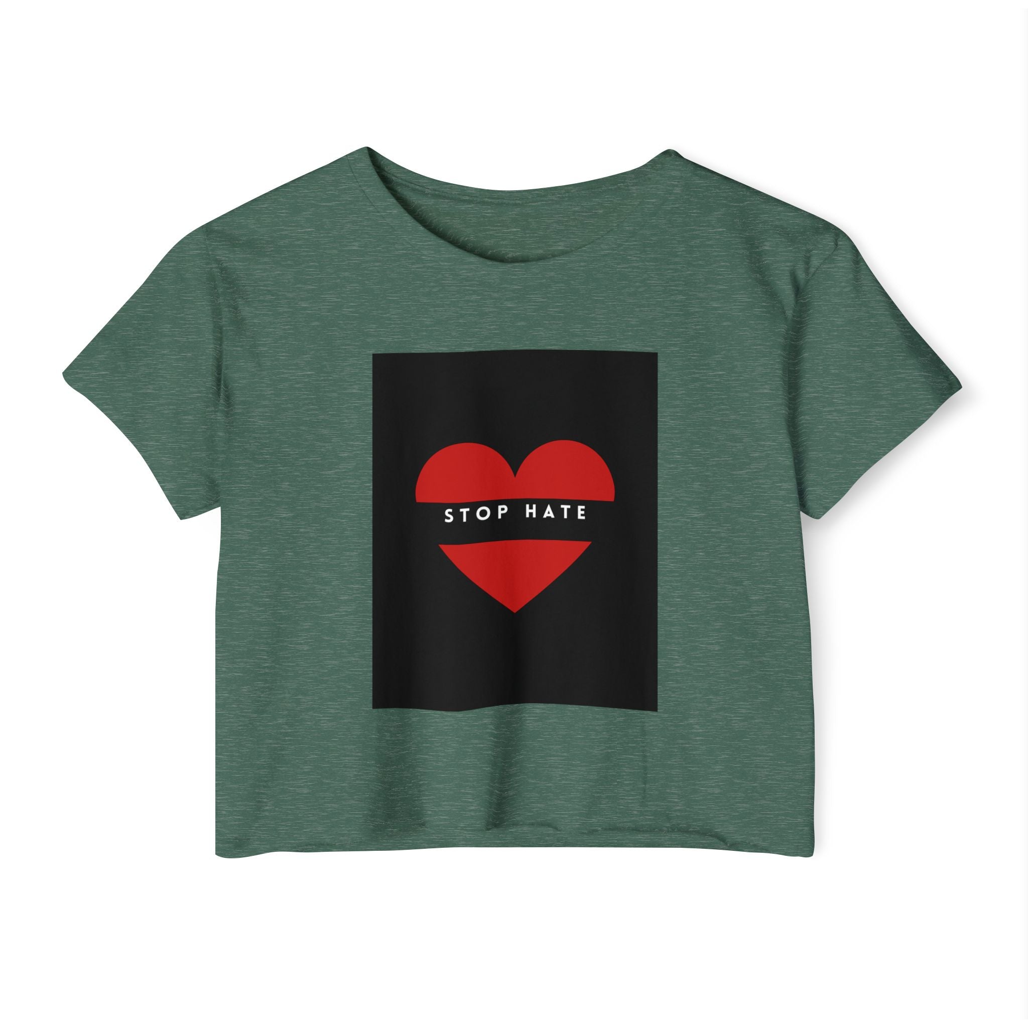 Stop Hate Heart Crop Top — Women's Festival Activist Tee
