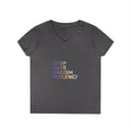 Stop Hate Racism Violence V-Neck Tee — Women’s Social Justice T-Shirt