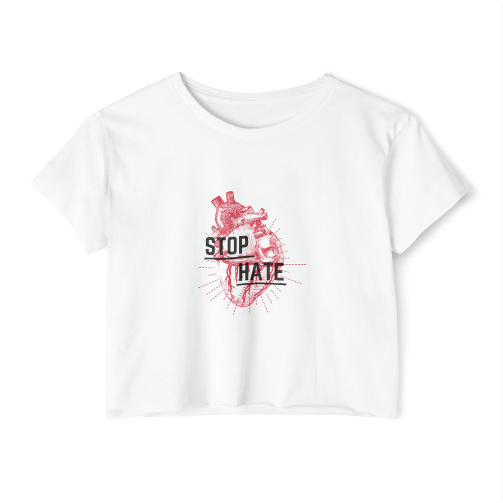 Stop Hate Heart Crop Top — Women's Festival Graphic Tee