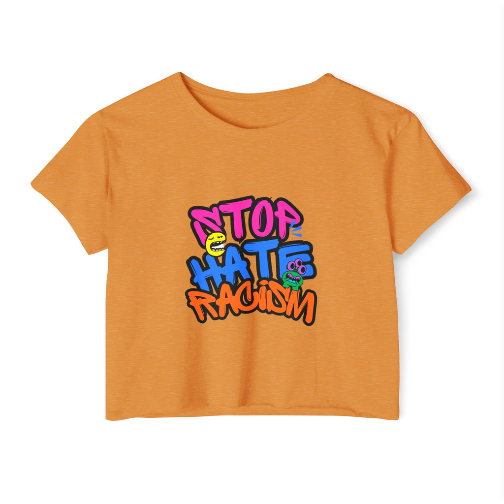 Crop Top — "Stop Hate Racism" Colorful Graffiti Festival Tee