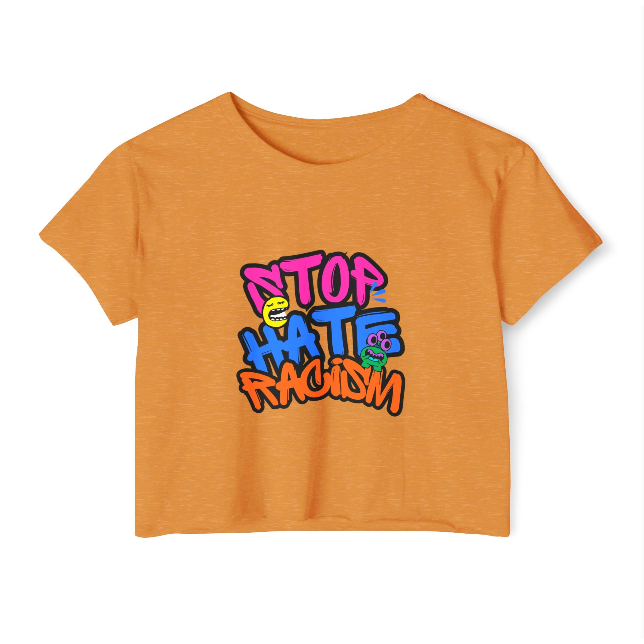 Crop Top — "Stop Hate Racism" Colorful Graffiti Festival Tee