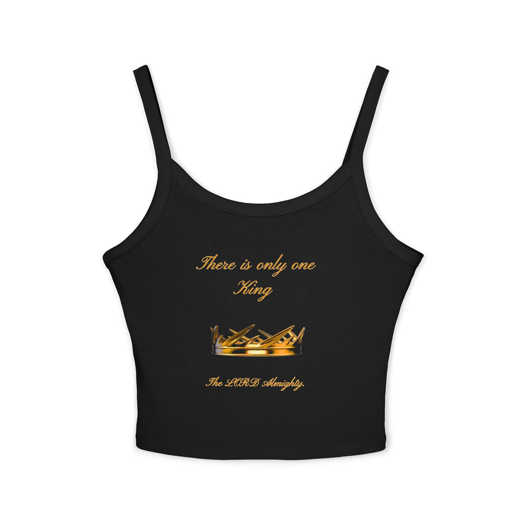 Women's Crop Tank Top - 'There is only one King' Gold Crown Spiritual Faith Graphic