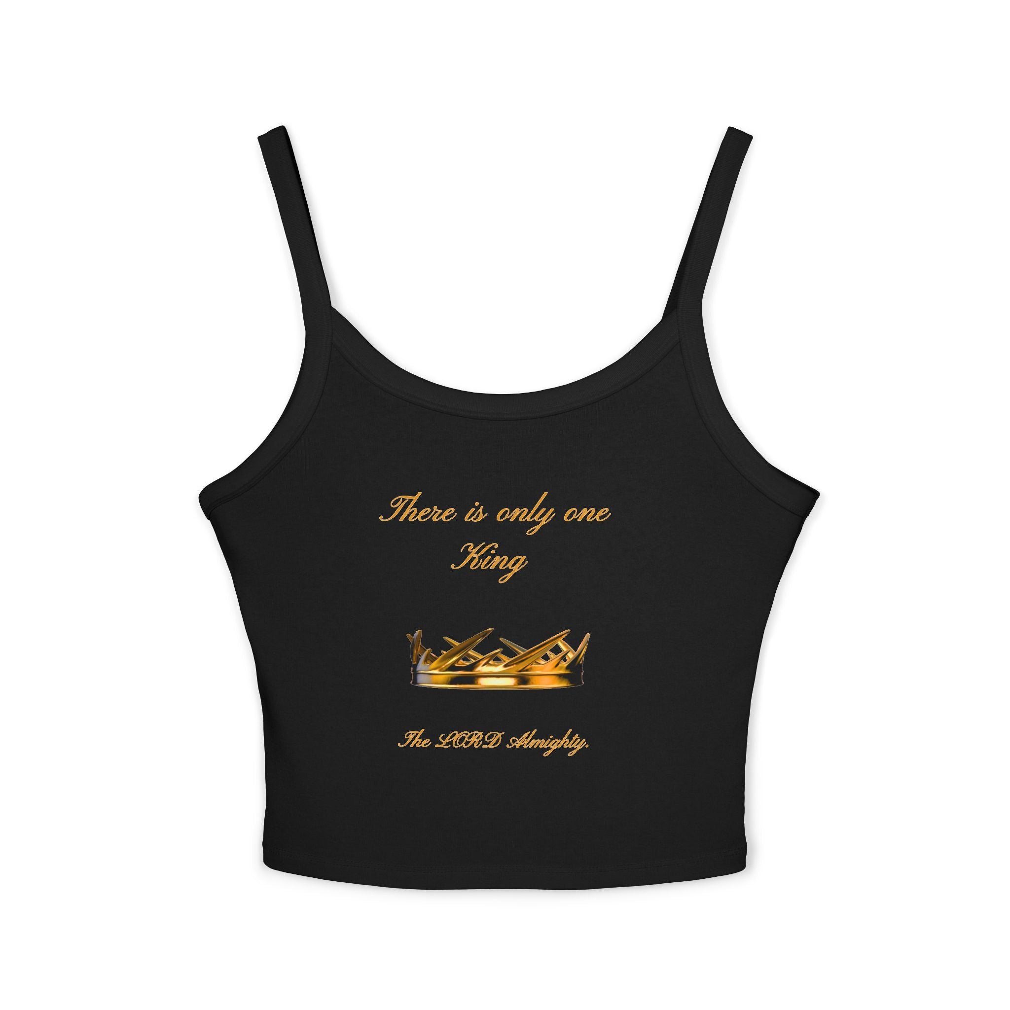 Women's Crop Tank Top - 'There is only one King' Gold Crown Spiritual Faith Graphic