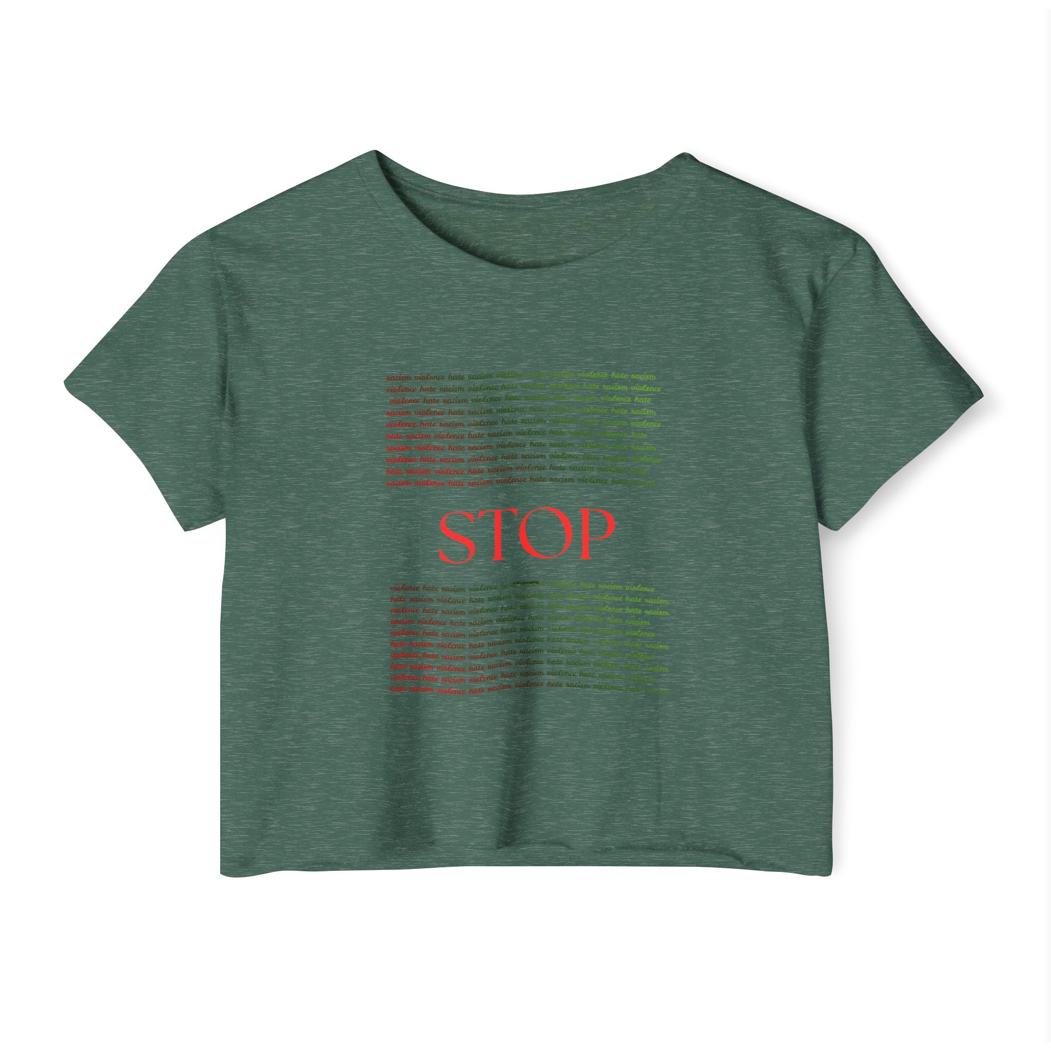 STOP Graphic Crop Top — Women's Festival Statement Tee