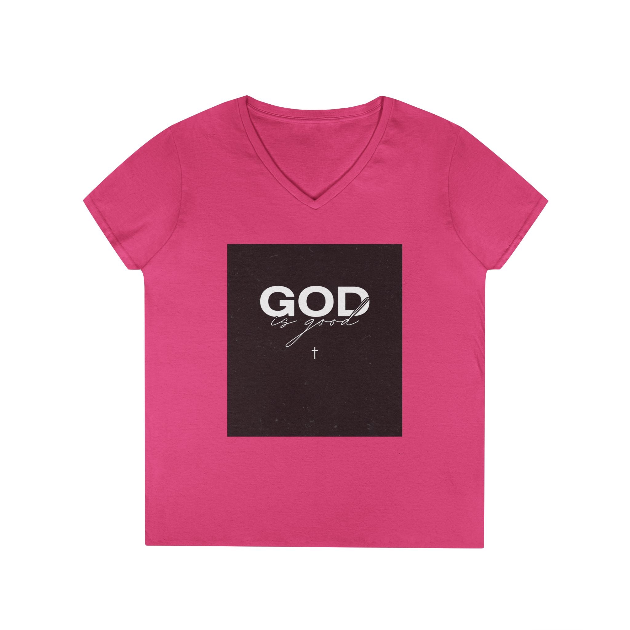 Faith Graphic V-Neck Tee — "GOD" Script Design