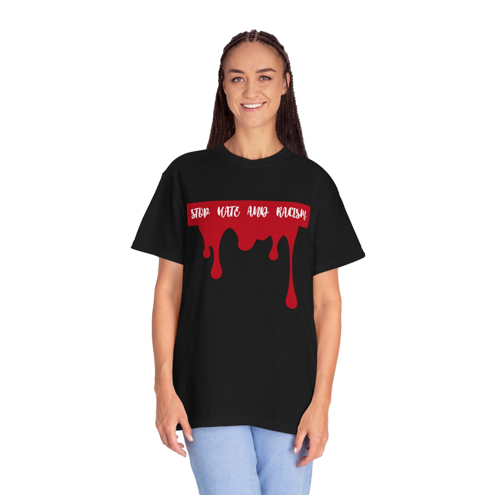 T-Shirt “Stop Hate, End Racism” Dripping Blood Graphic Tee