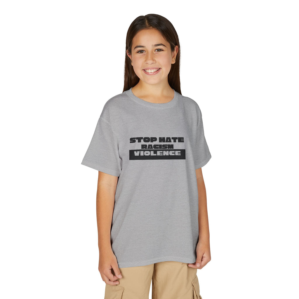 Youth T-Shirt — "Stop Hate, Stop Violence" Graphic Tee
