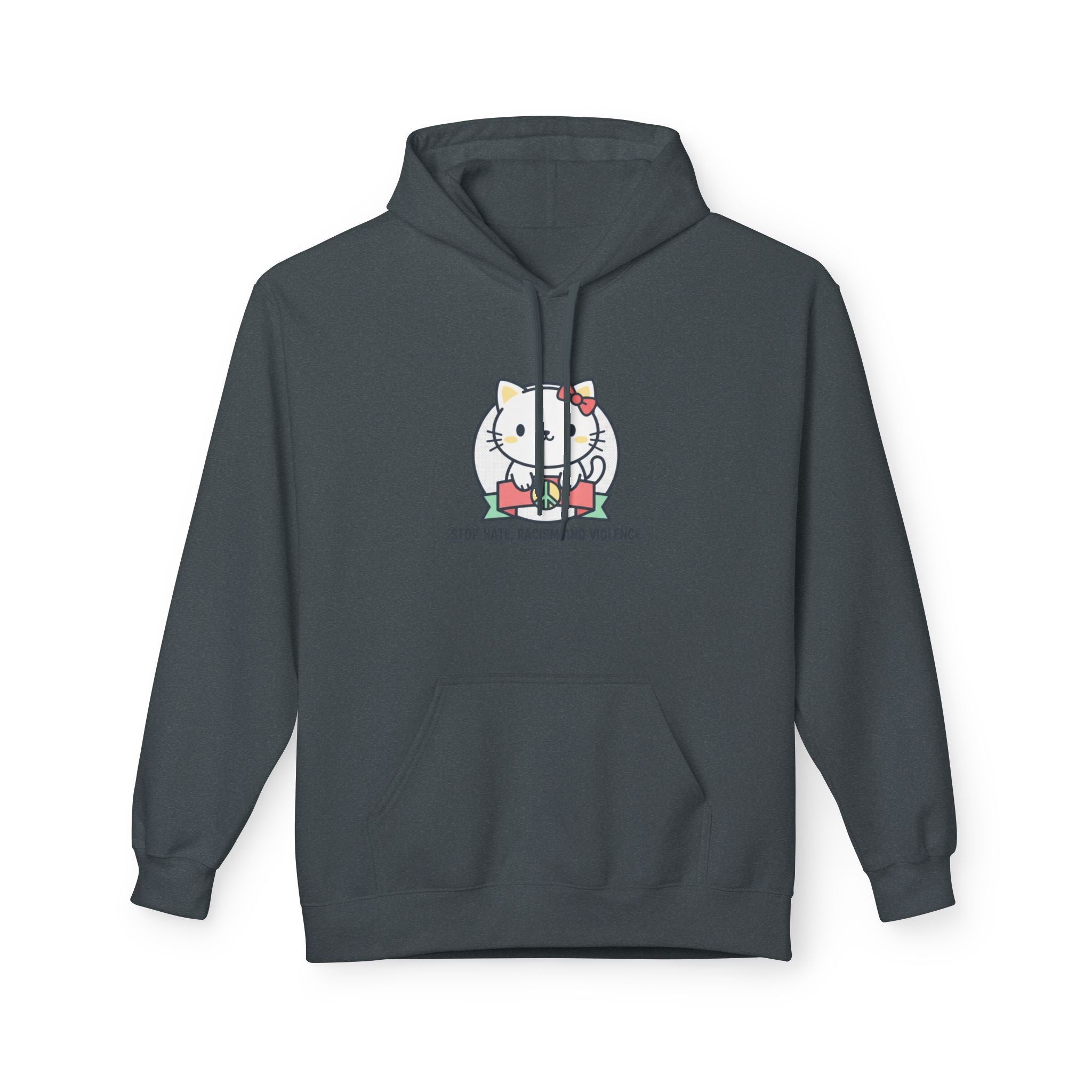 Stop Hate, Racism and Violence Cat Hoodie — Cute Anti-Racism Graphic Hoodie