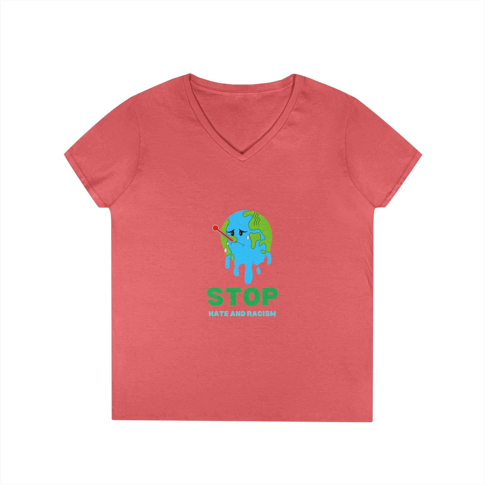 Stop Hate and Racism Eco V-Neck T-Shirt