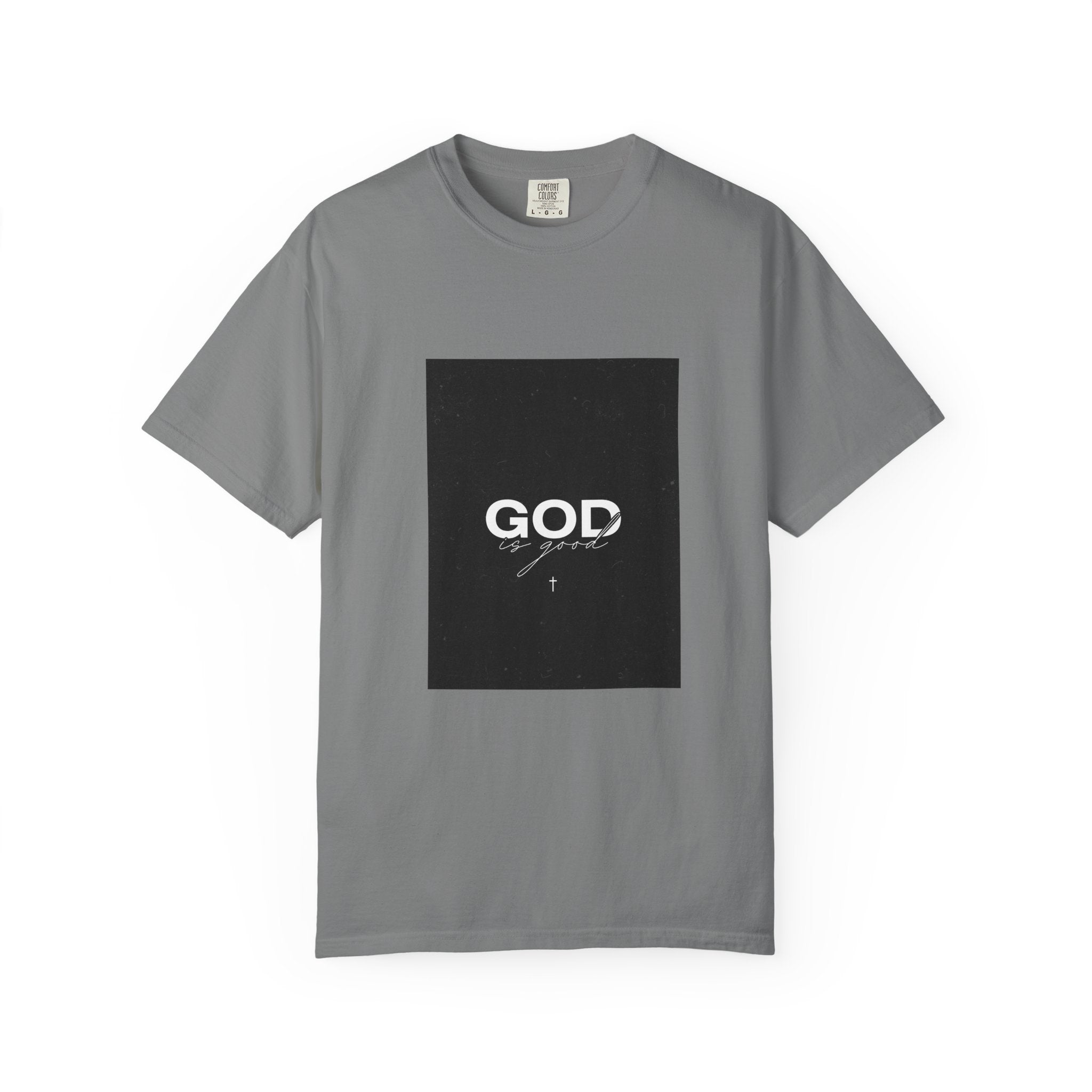 God Typography T-Shirt — Minimal Black Square Graphic Tee
