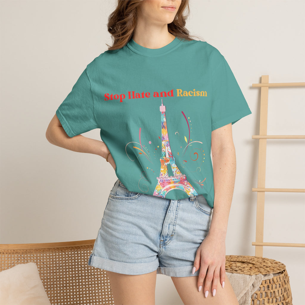 Stop Hate and Racism Eiffel Tower T-Shirt