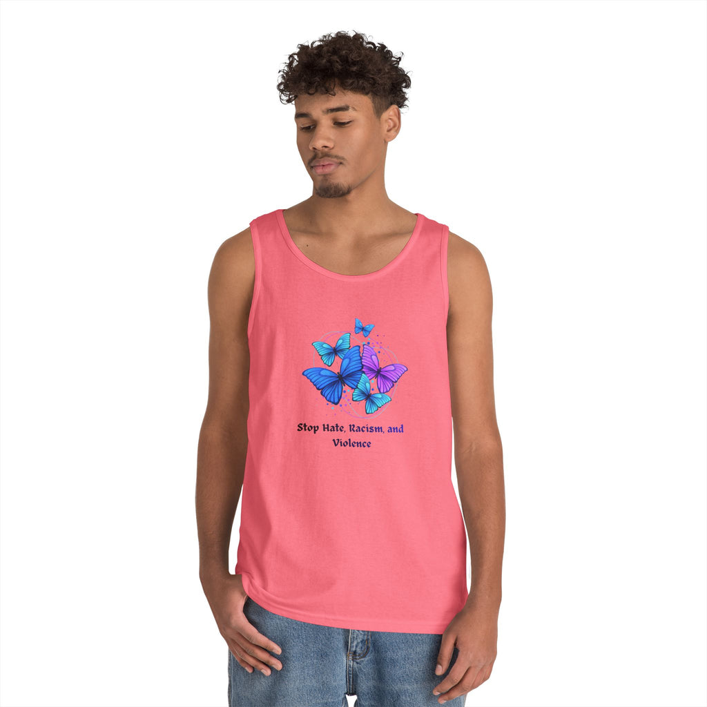 Butterfly Peace Tank Top — "Stop Hate, Racism, and Violence" Graphic Tank