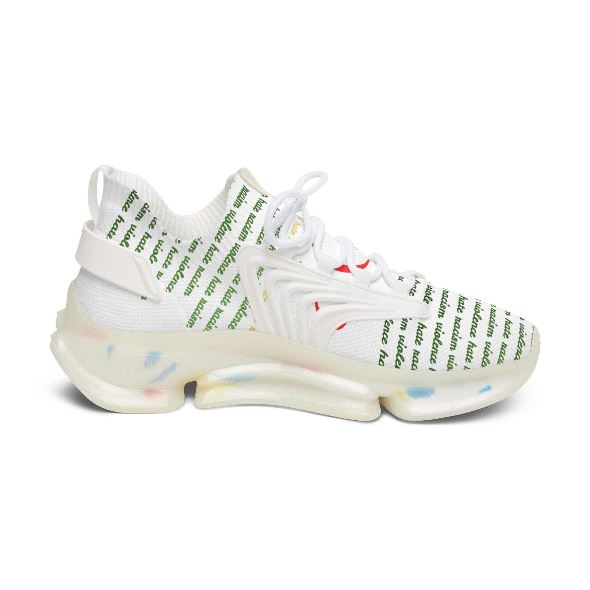 Women's Mesh Sneakers — Lightweight Breathable Athletic Shoes with Script Pattern