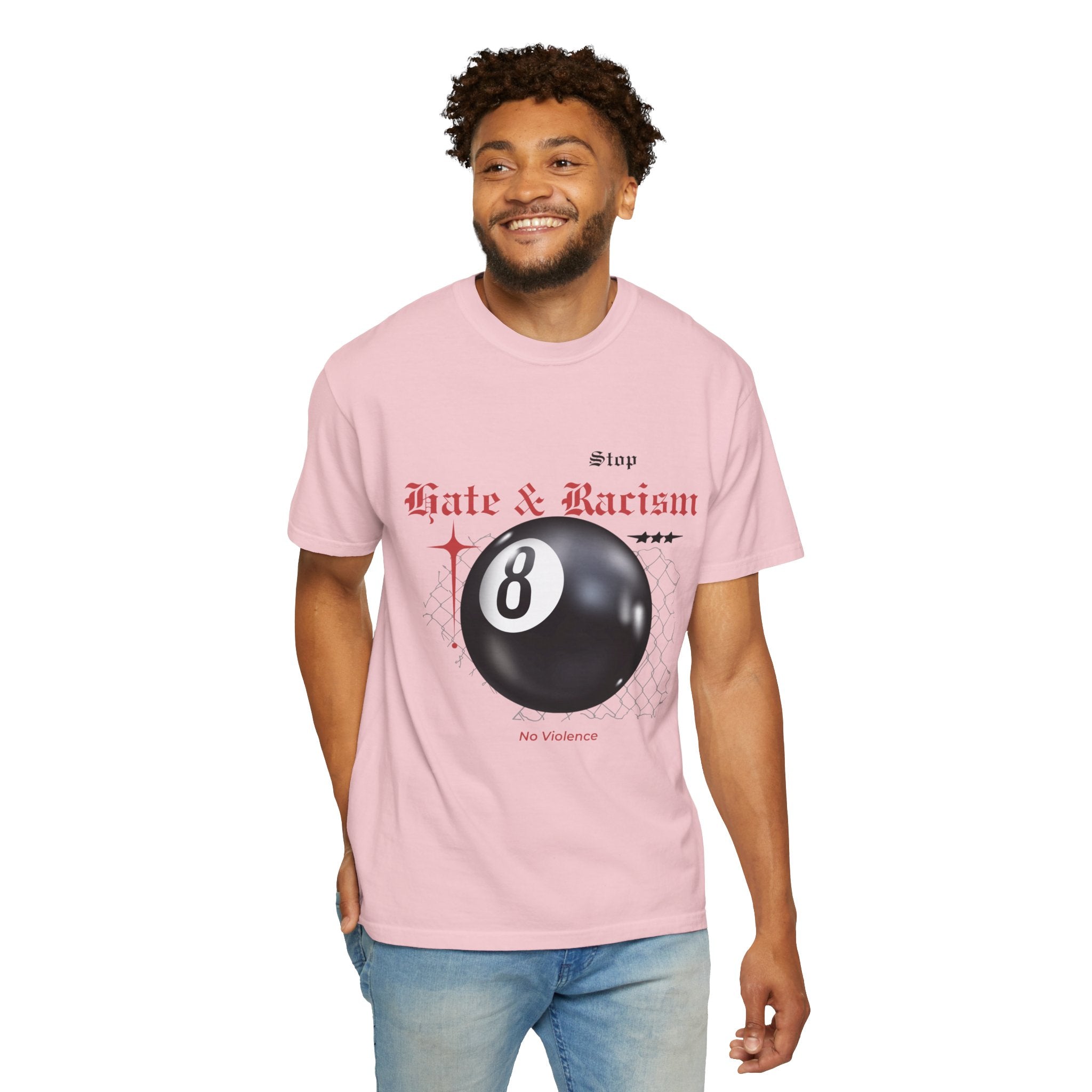 Anti-Racism 8-Ball T-Shirt — Stop Hate & Racism Graphic Tee
