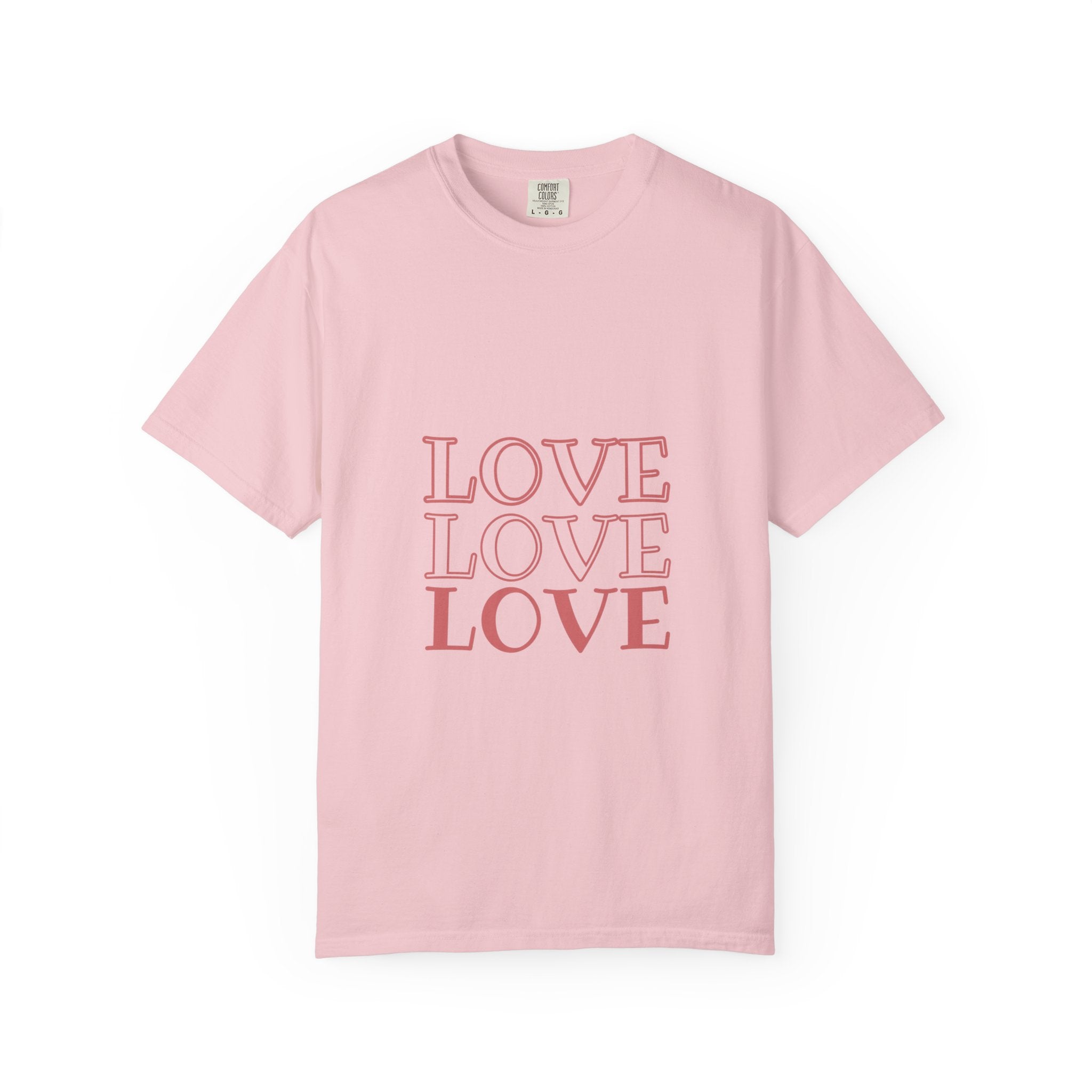 Love Love Love T-Shirt — Vintage Pink Stacked Text Tee