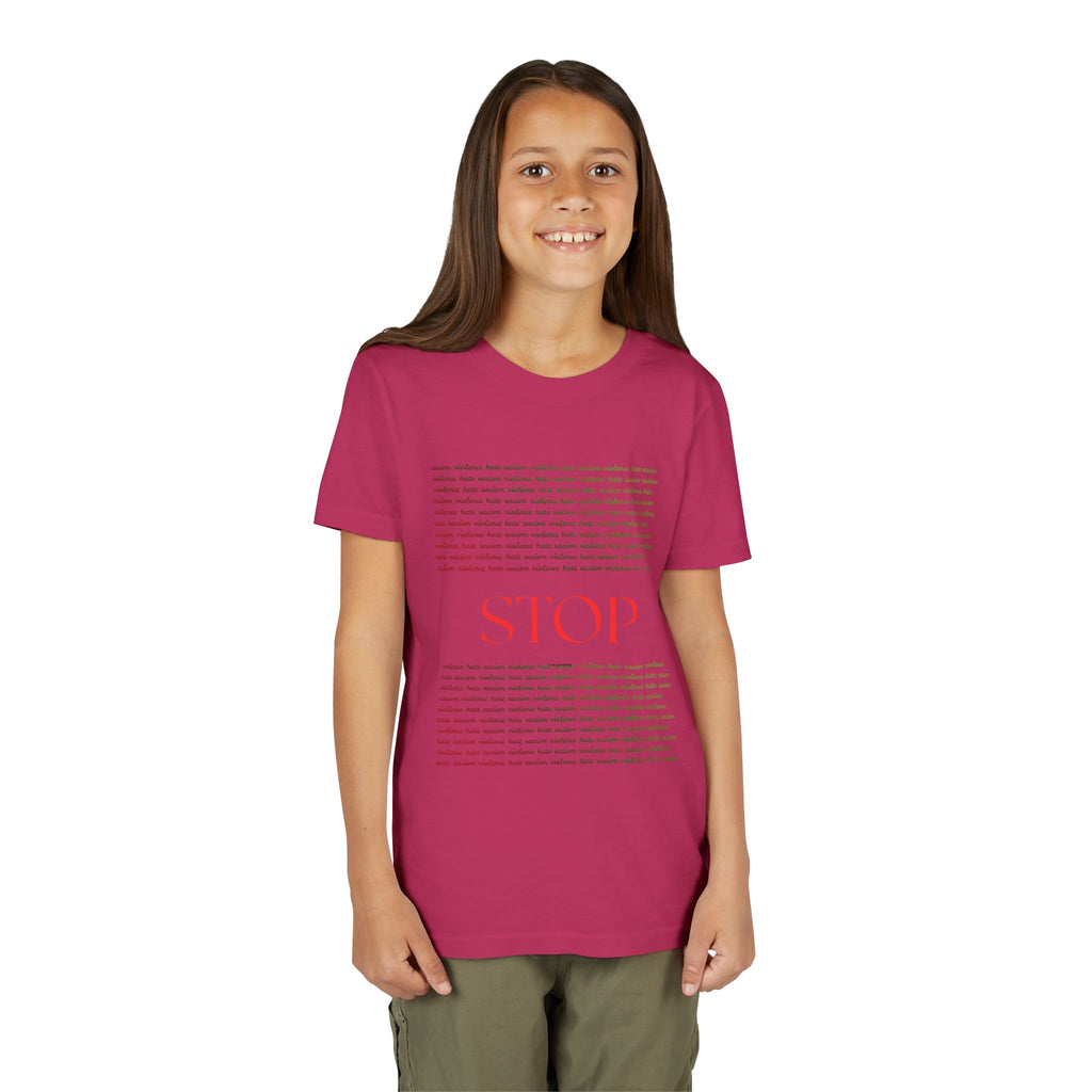 Youth Tee — Bold Yellow 'STOP' Graphic Kids T‑Shirt