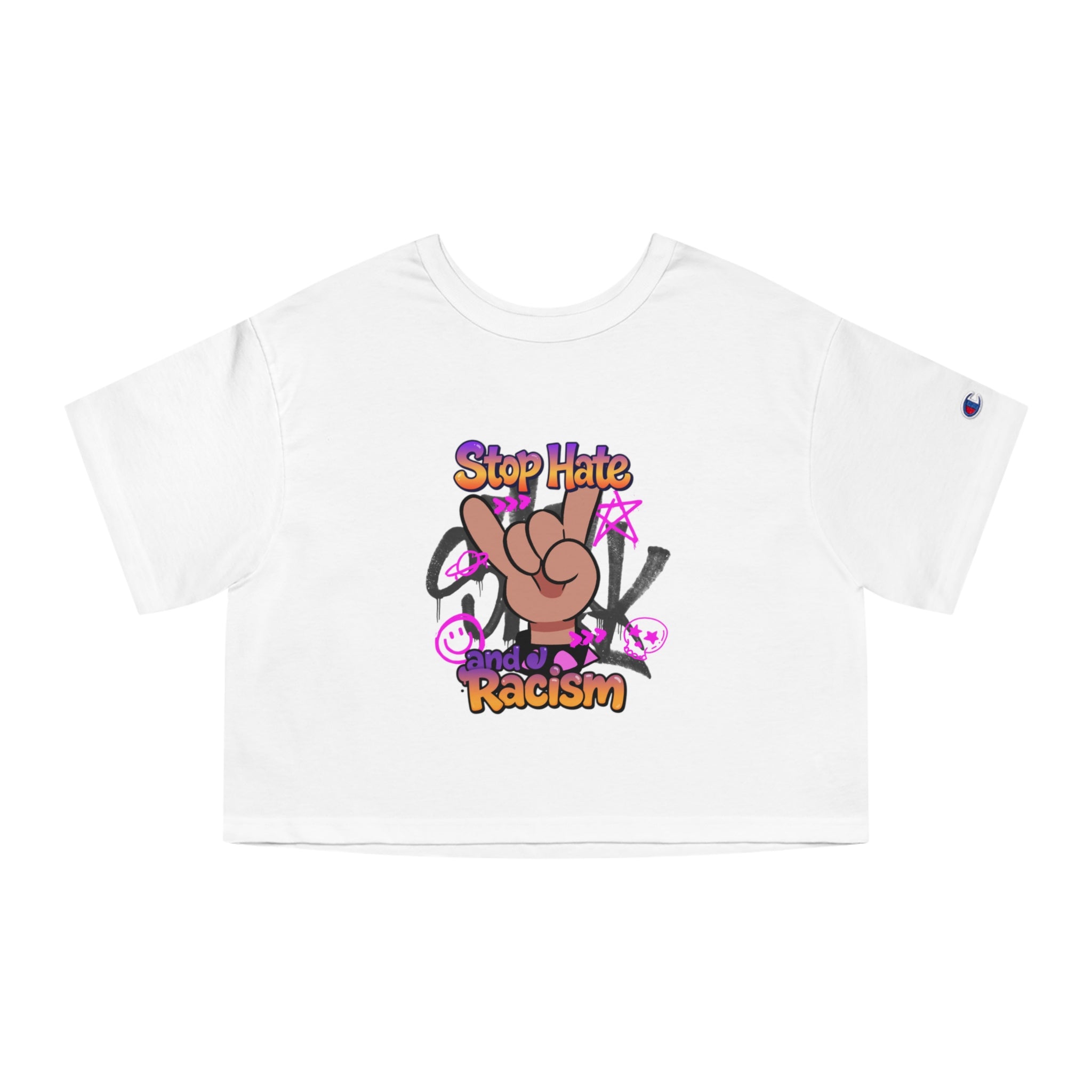 Stop Hate and Racism Graphic Cropped Tee