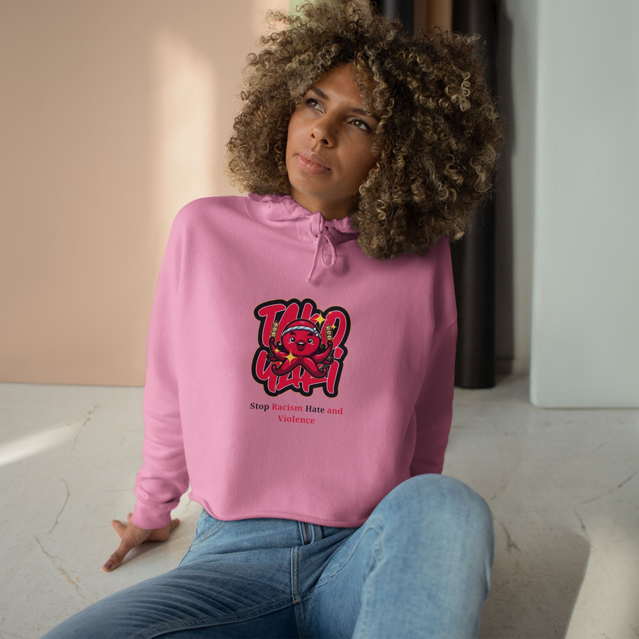 Crop Hoodie – Stop Gender-Based Violence Graphic Crop Hoodie