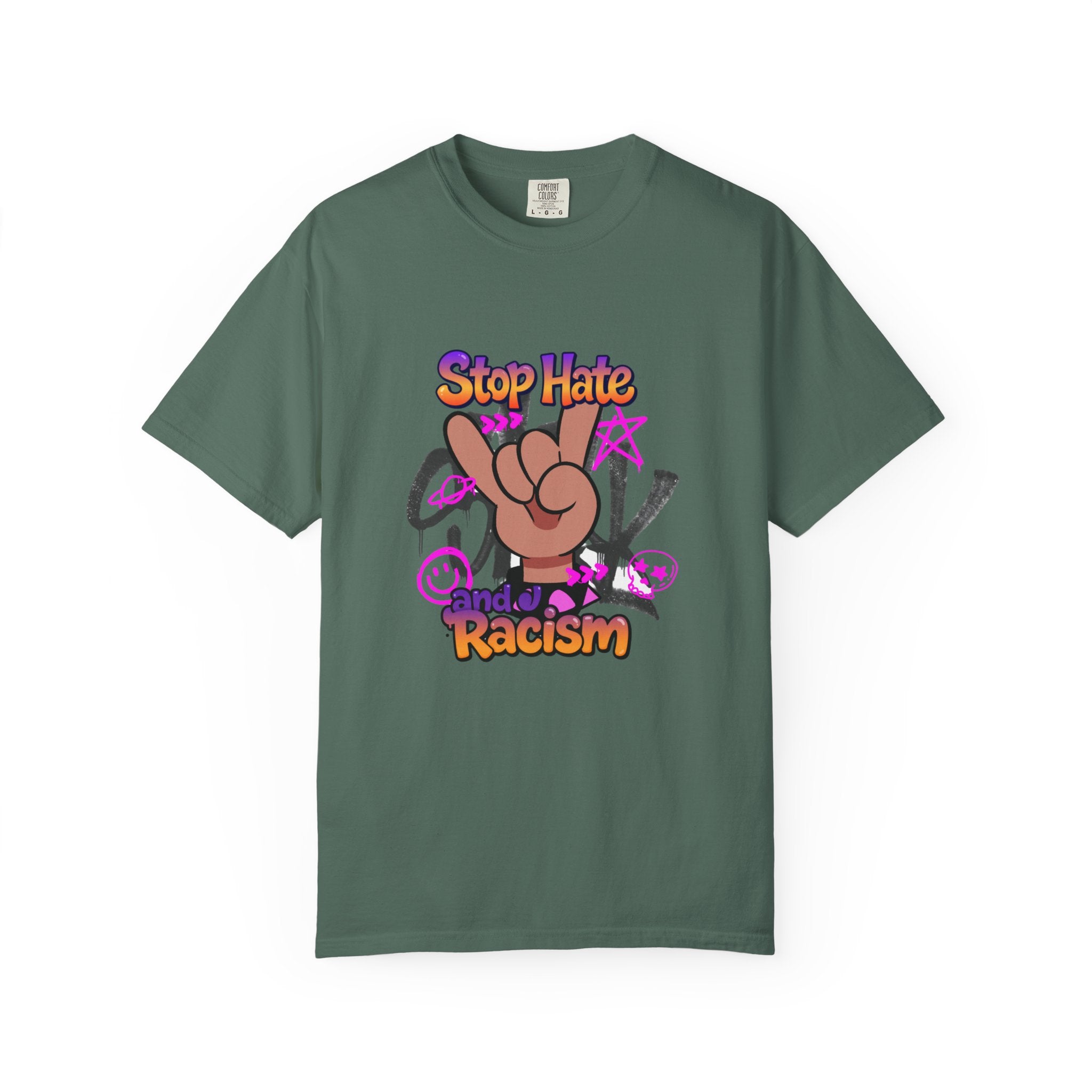 Stop Hate and Racism Graphic T-Shirt – Anti-Racism Solidarity Tee