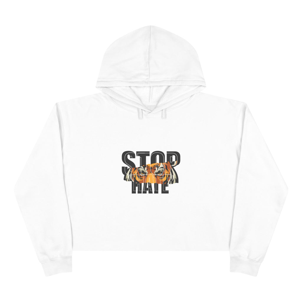 Stop Hate Crop Hoodie – Tiger Graphic Anti-Hate Streetwear