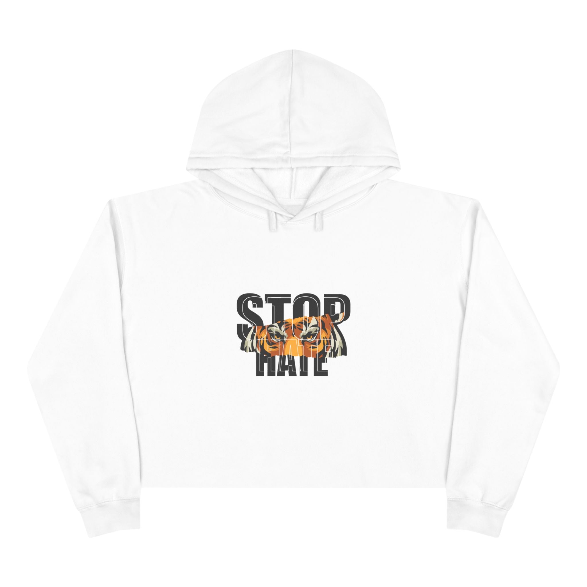 Stop Hate Crop Hoodie – Tiger Graphic Anti-Hate Streetwear