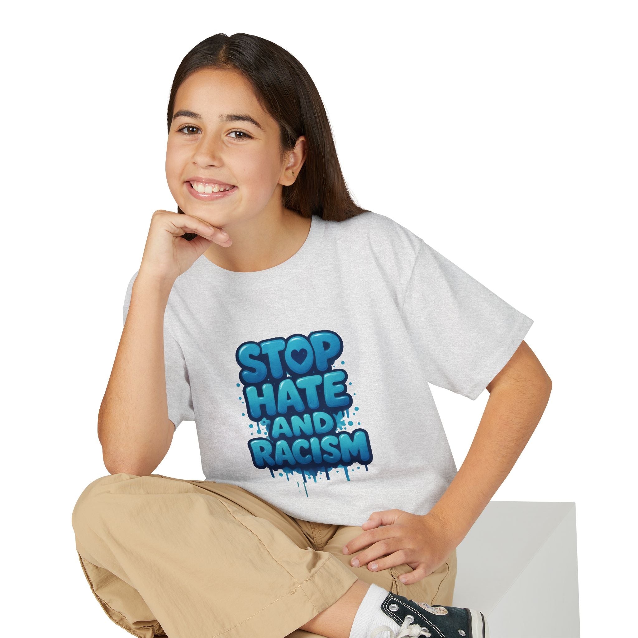 Stop Hate and Racism Youth T-Shirt — Anti-Racism Message Tee