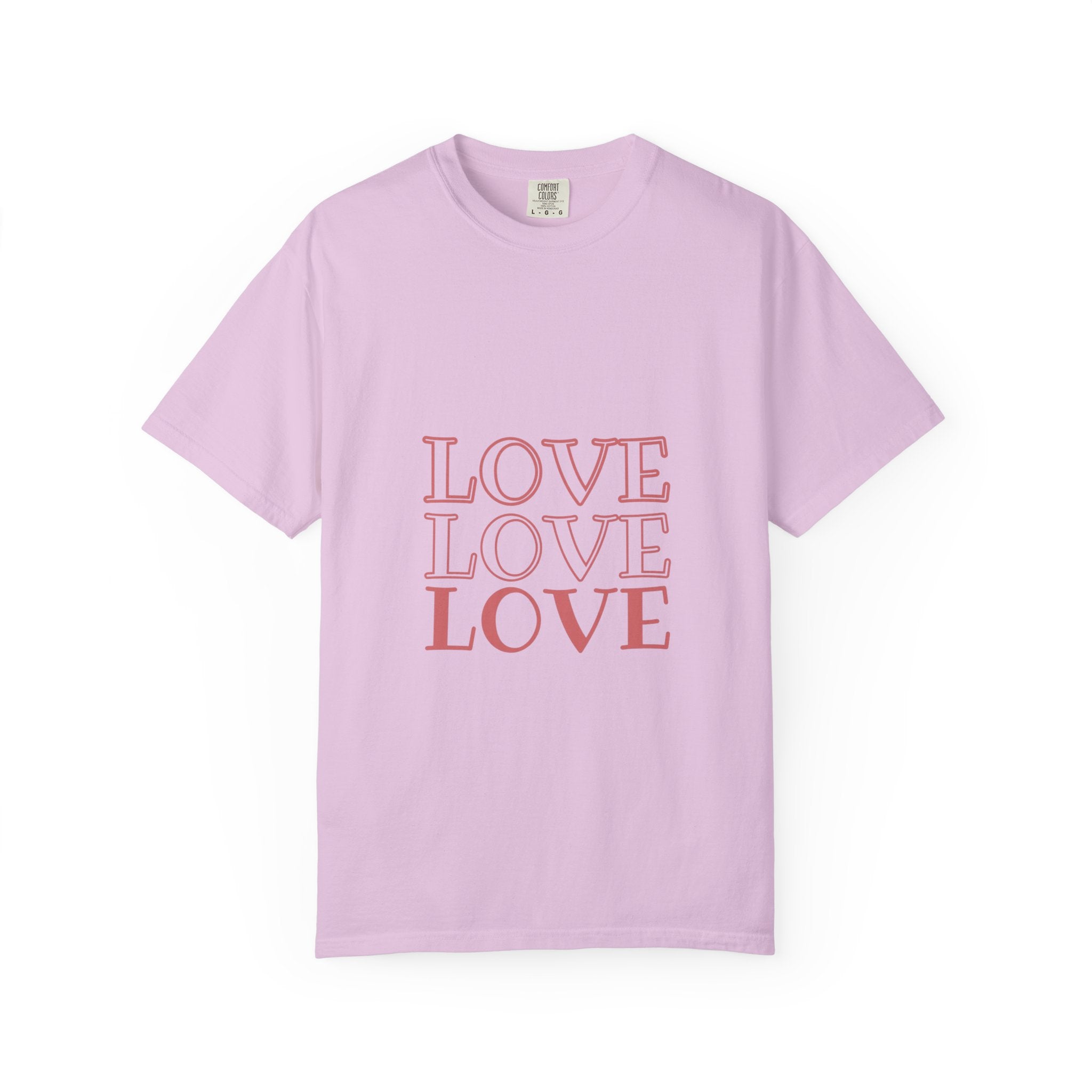Love Love Love T-Shirt — Vintage Pink Stacked Text Tee