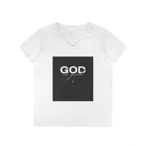 Faith Graphic V-Neck Tee — "GOD" Script Design