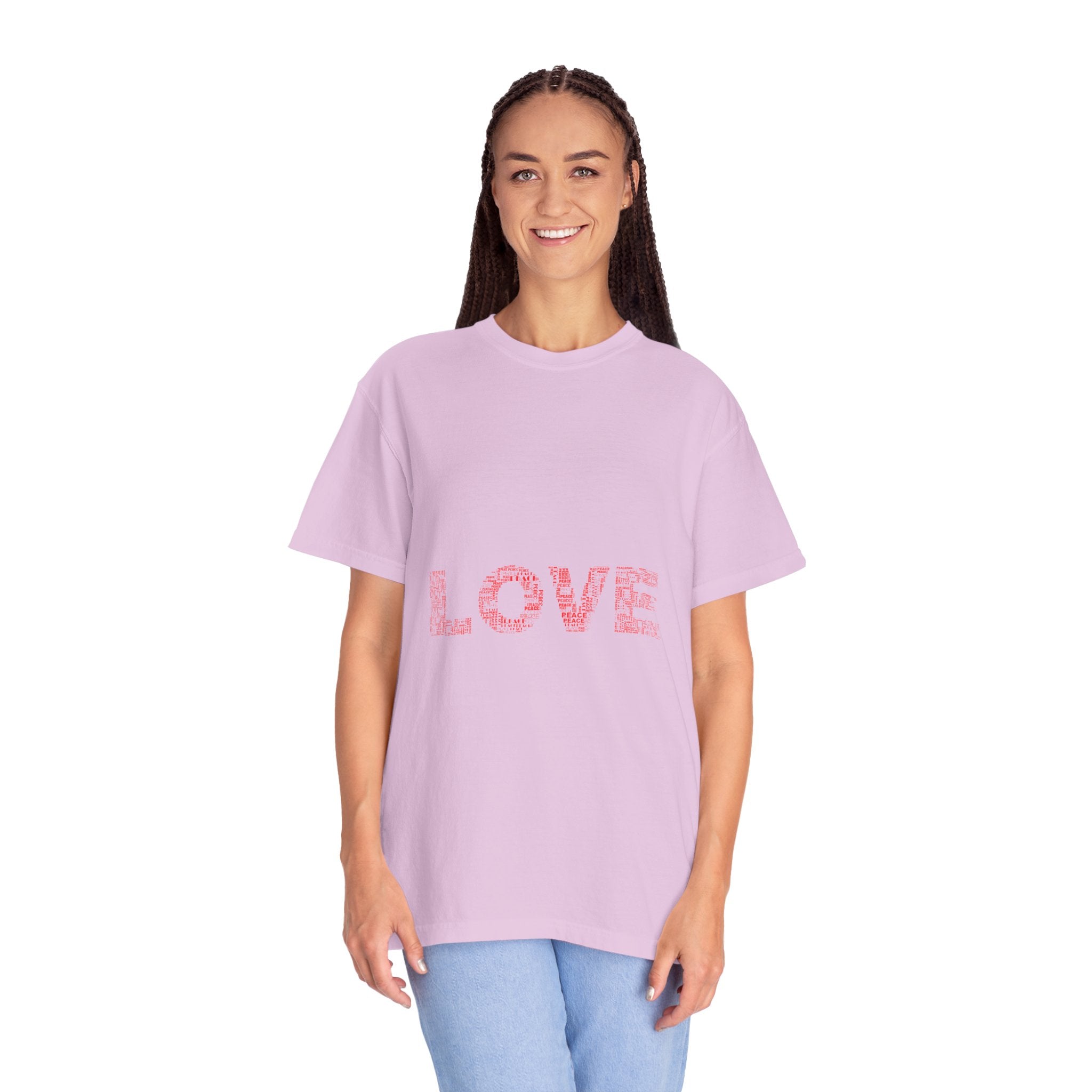 LOVE Graphic T-Shirt — Pink Floral Text Tee for Valentine’s Day & Everyday