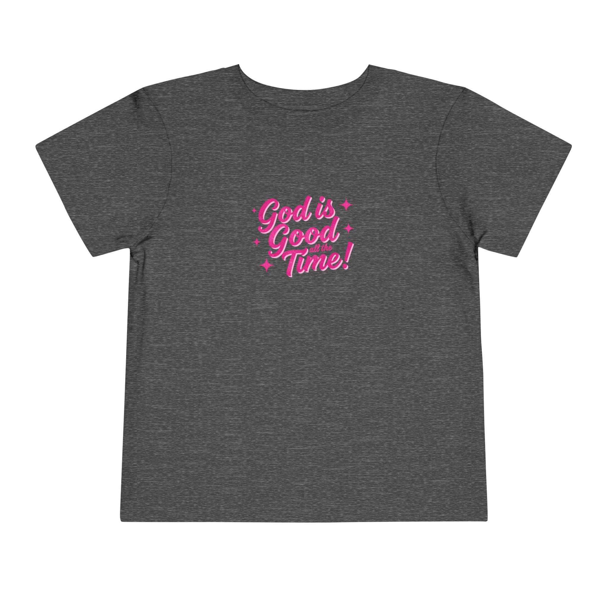 Toddler Tee – "God is Good Time" Pink Script Christian Kids Shirt