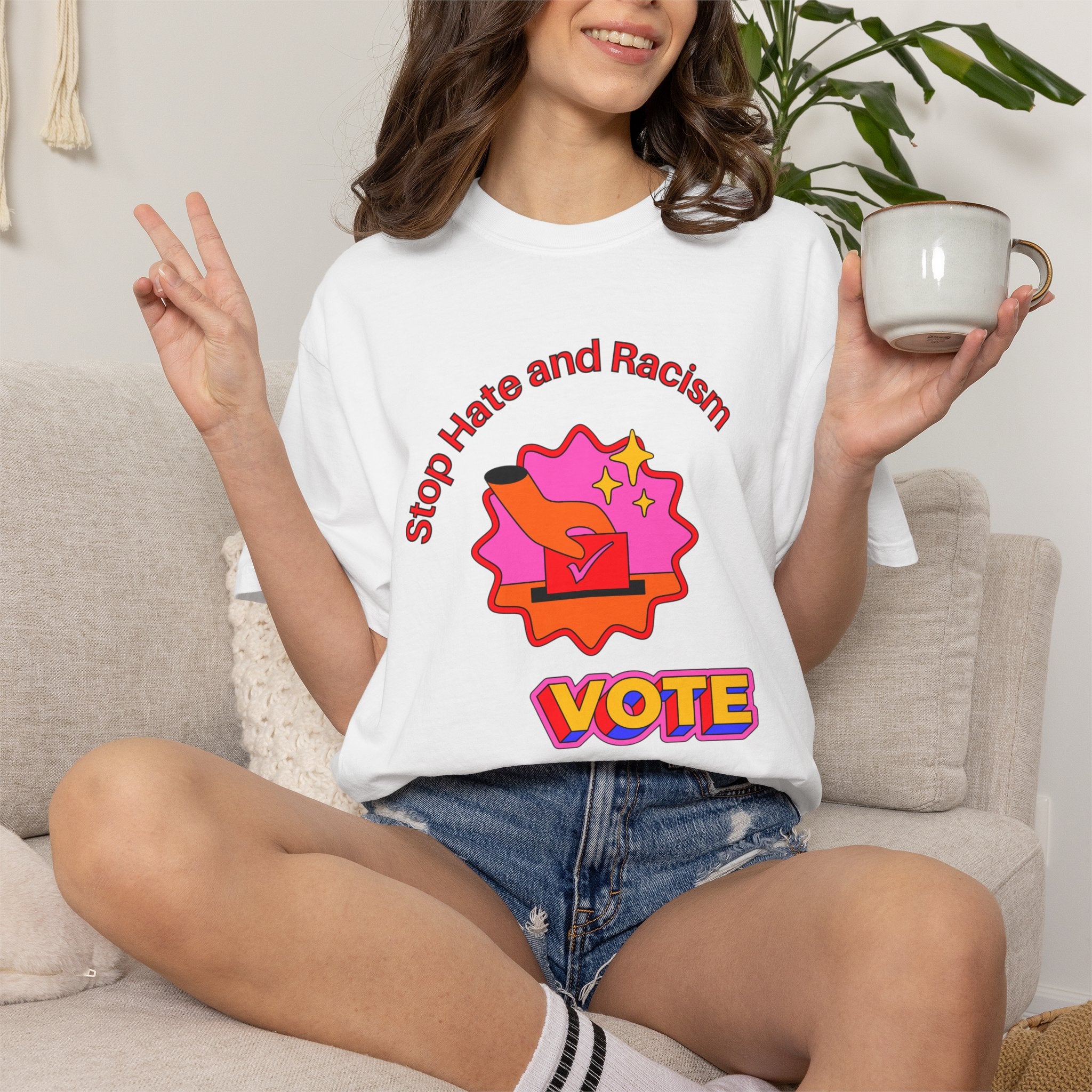 Vote: Stop Hate and Racism Graphic T-Shirt
