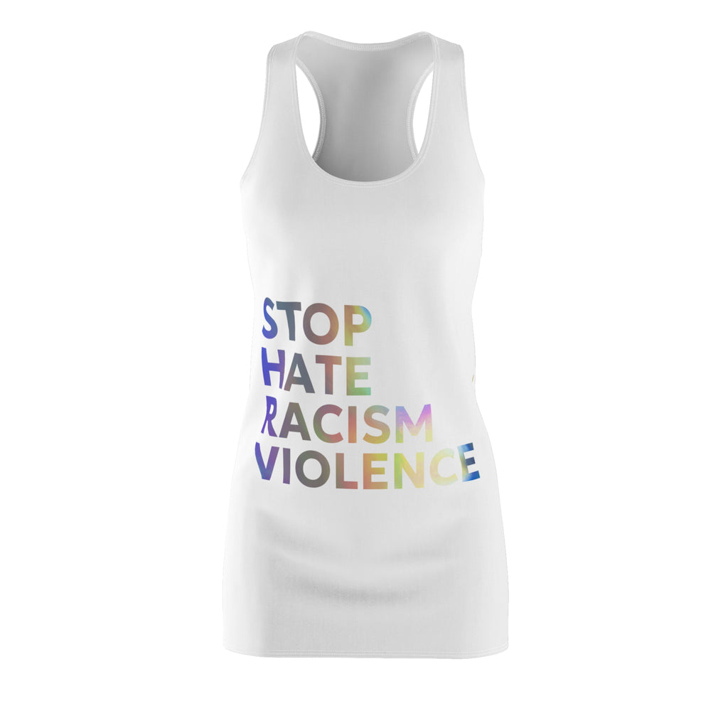 Racerback Dress — "Stop Hate Racism Violence" Rainbow Protest Dress