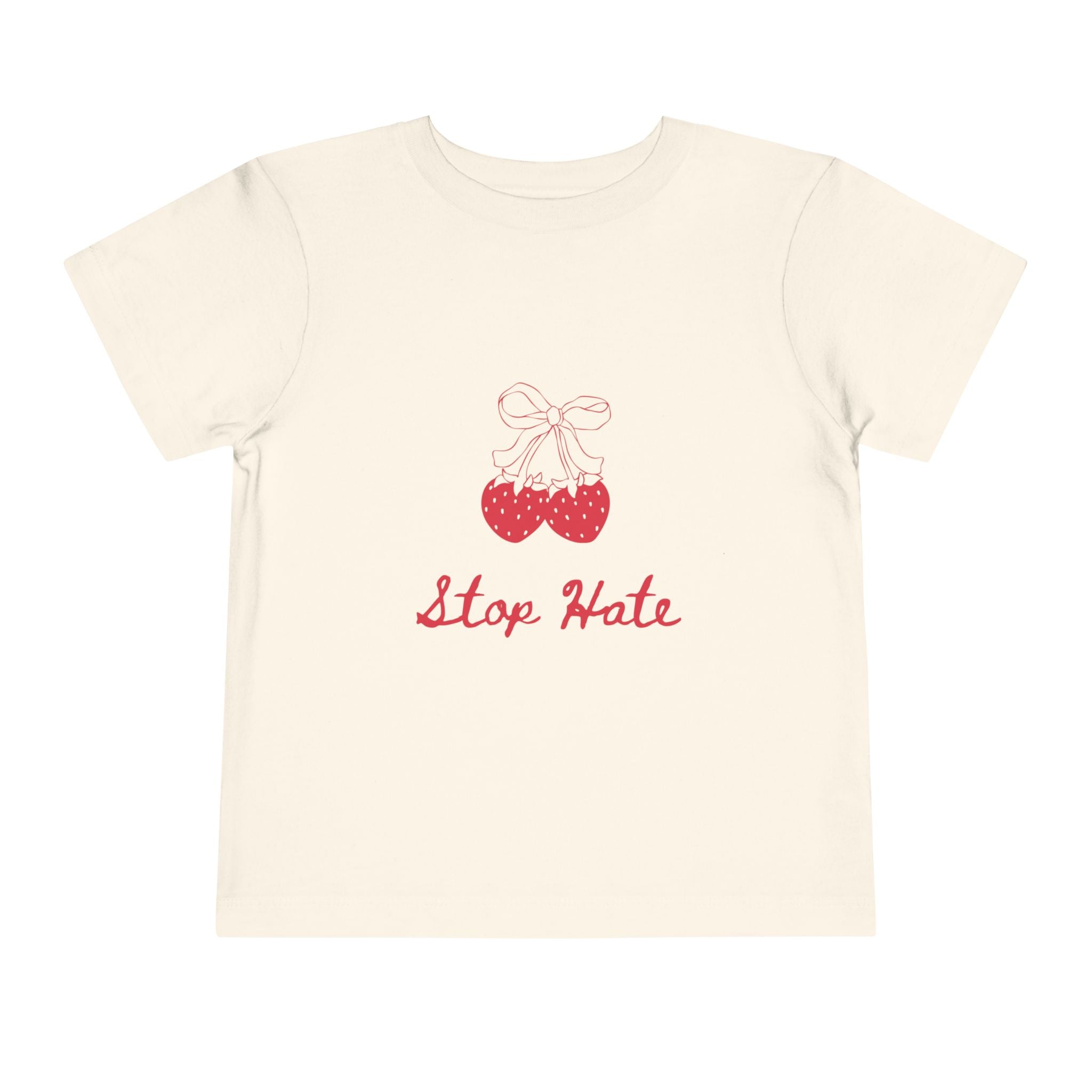 Stop Hate Toddler Tee — Cute Strawberry Heart Graphic Kids Shirt