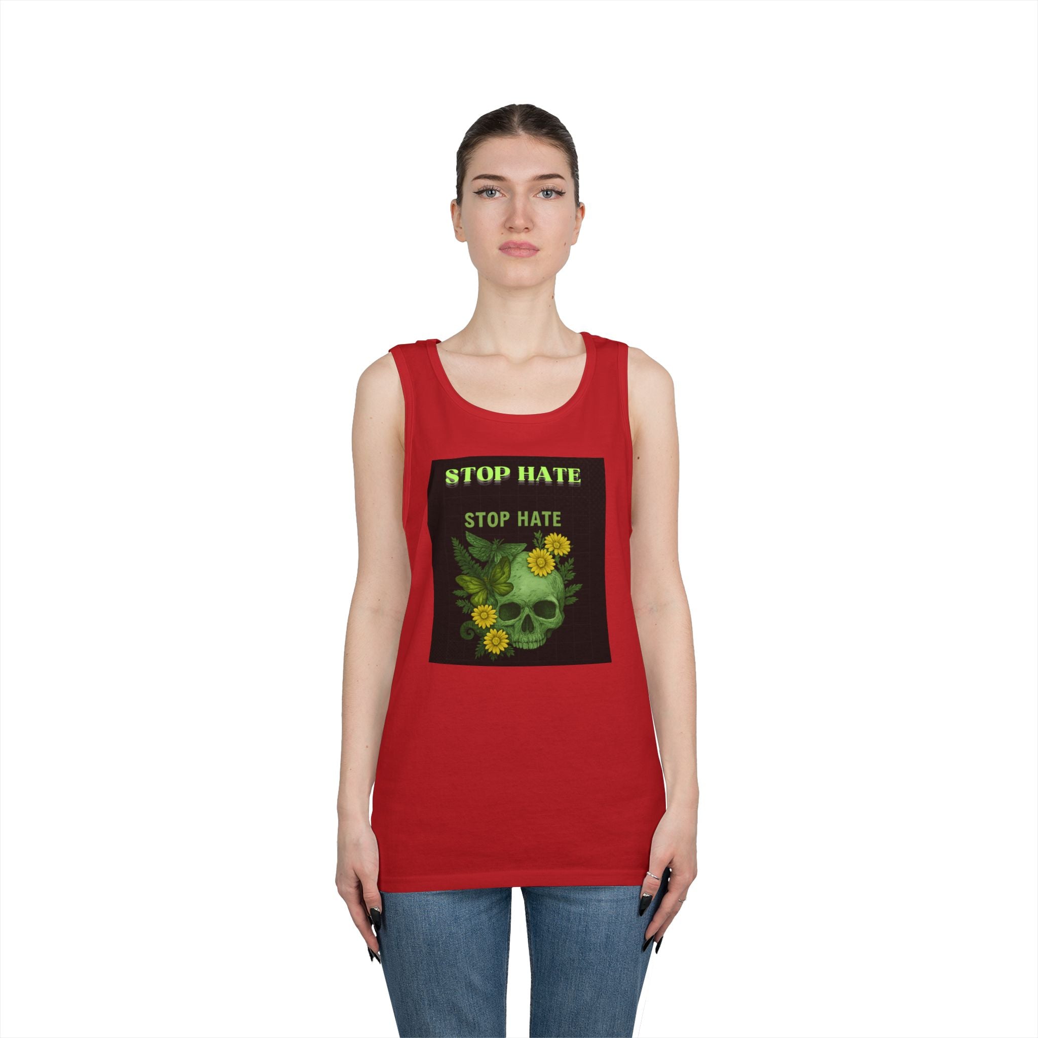 Stop Hate Floral Skull Tank Top — Anti-Hate Graphic Tank