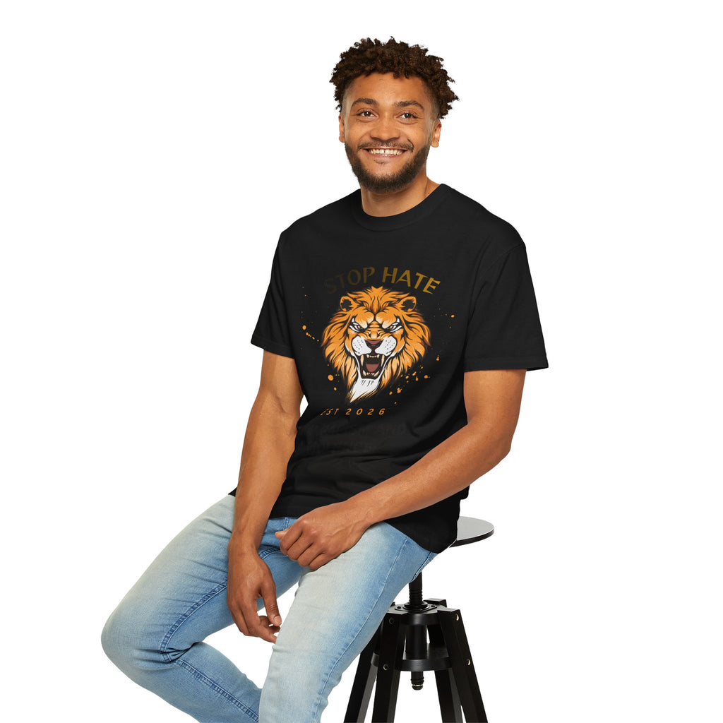 Stop Hate Lion T-Shirt — "Stop Racism and Violence" Statement Tee