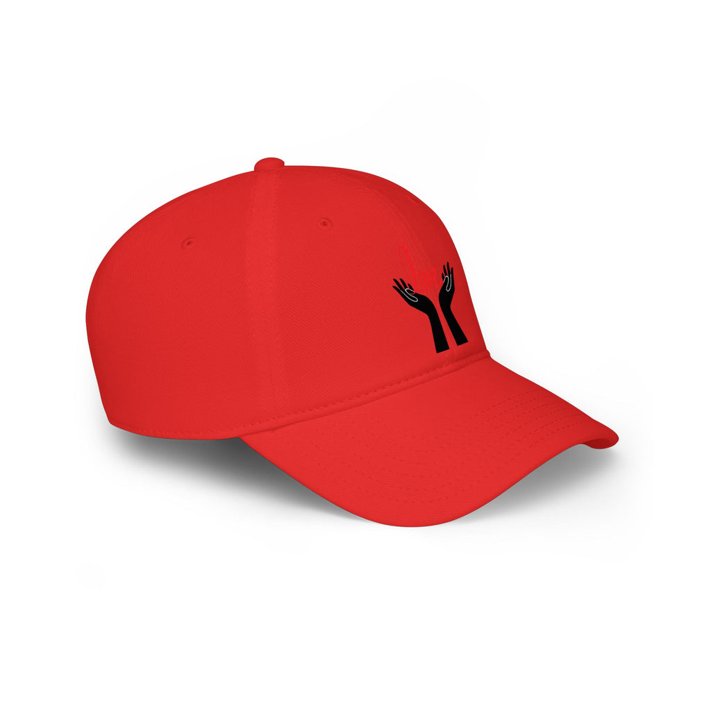 Prayer Hands Baseball Cap — Minimal Black Hands Embroidered Low Profile Hat