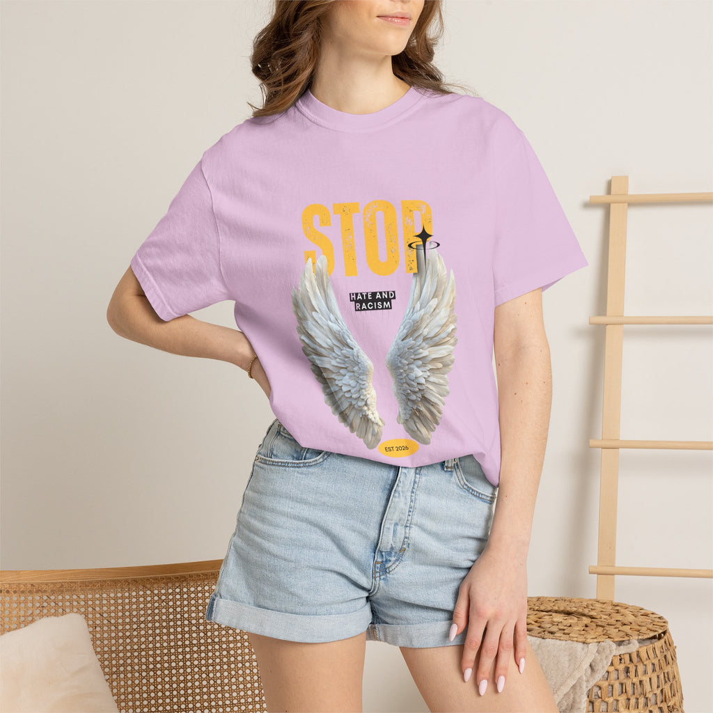 Angel Wings "STOP" Graphic T‑Shirt