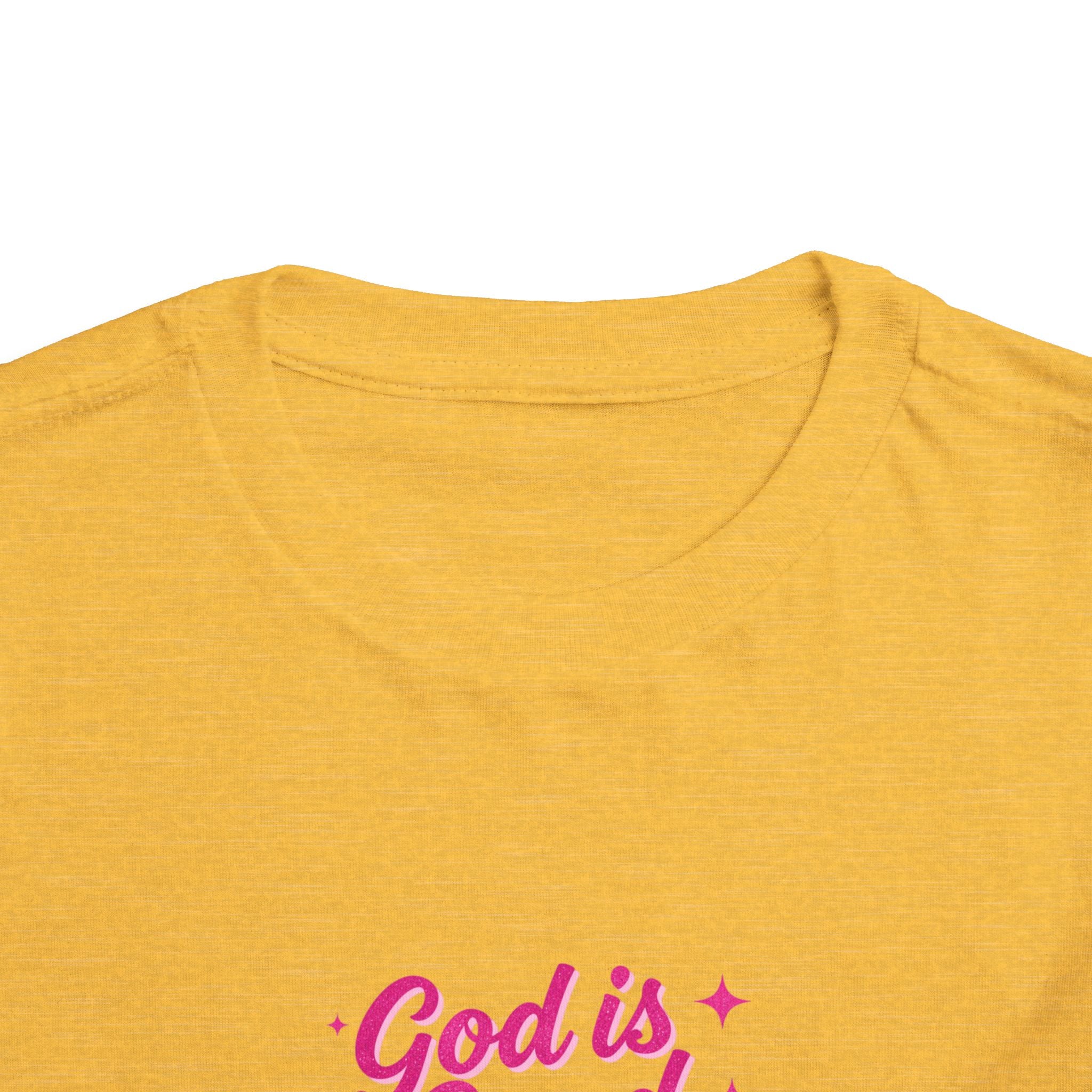 Toddler Tee – "God is Good Time" Pink Script Christian Kids Shirt