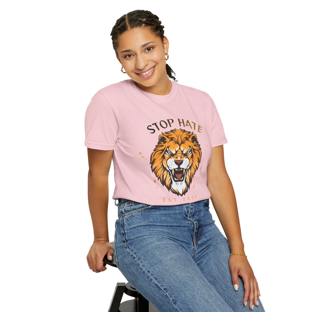 Stop Hate Lion T-Shirt — "Stop Racism and Violence" Statement Tee