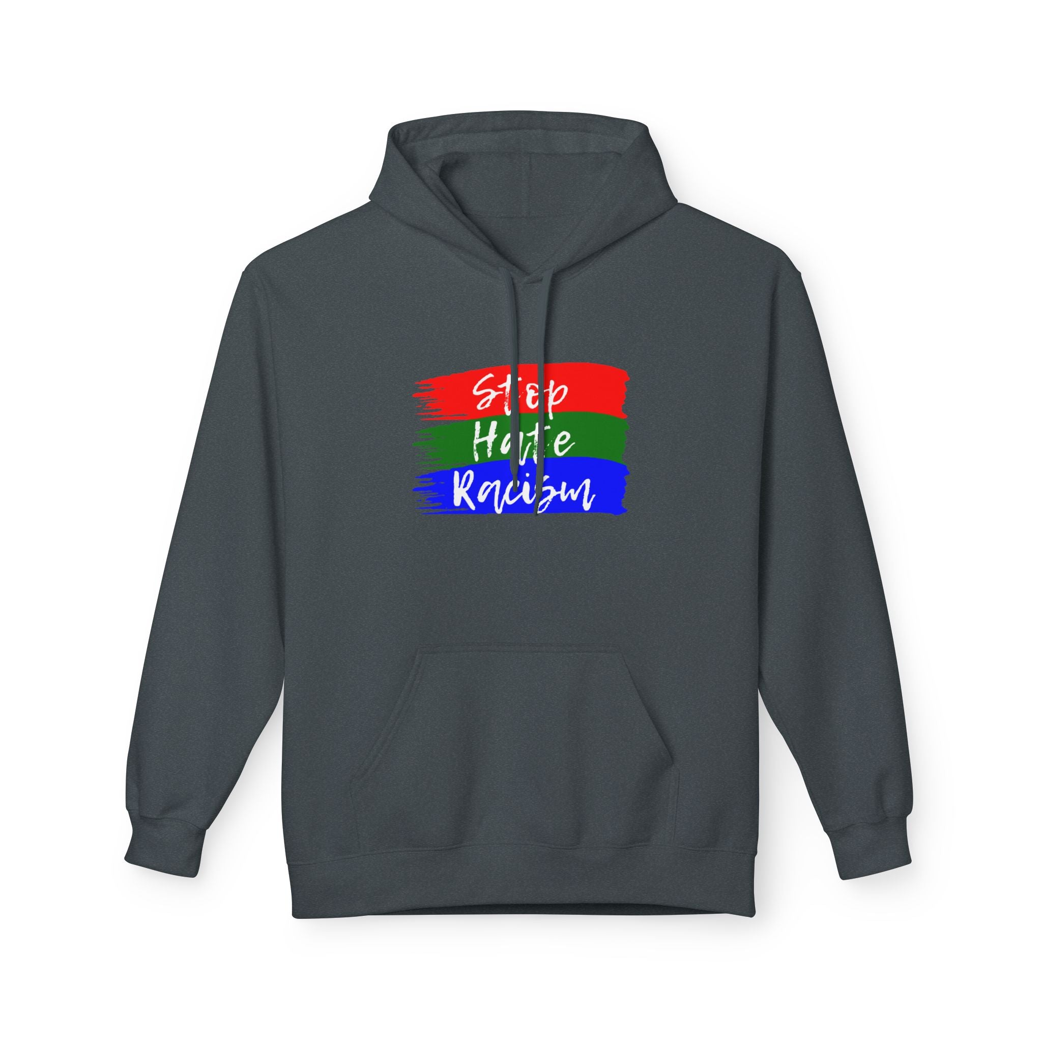 Hoodie — Stop Hate Rebuild (Red-Green-Blue Brushstroke)