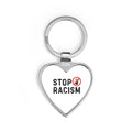 Stop Racism Heart Keychain — Anti-Racism Message Metal Keyring