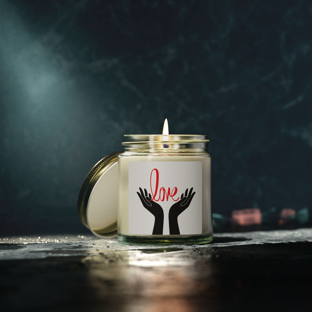 Coconut Apricot Scented Candle — 'Love' Hands Jar (4oz & 9oz)