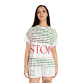 Women's 'STOP' Short Pajama Set – White Graphic Sleepwear
