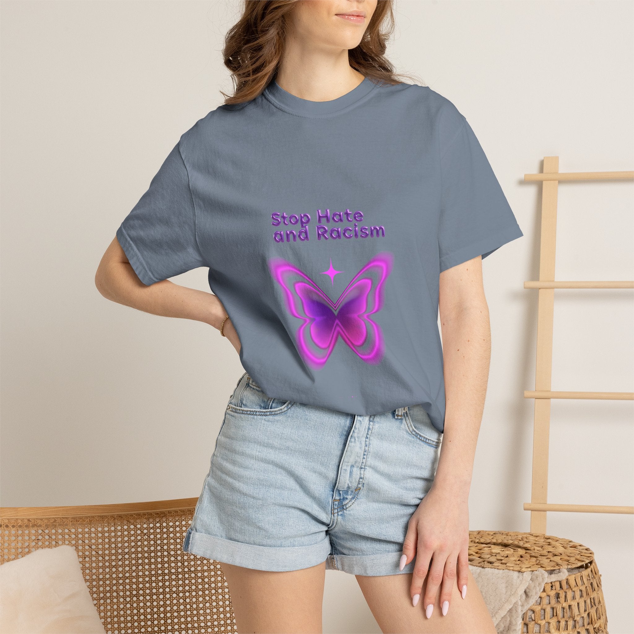 Stop Hate and Racism Butterfly T-Shirt