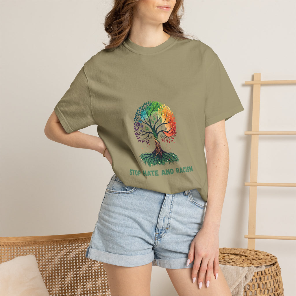 Stop Hate and Racism Tree T-Shirt — Rainbow Unity Tee