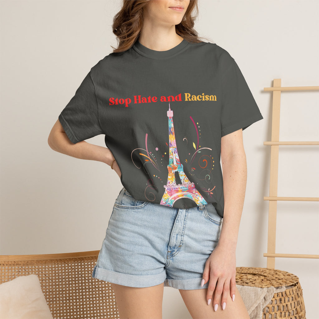 Stop Hate and Racism Eiffel Tower T-Shirt