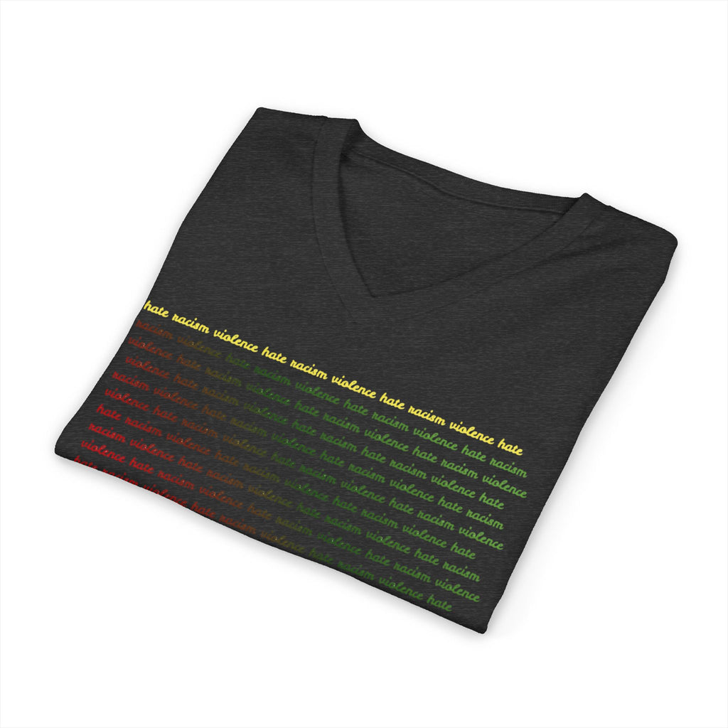 STOP Graphic V-Neck Tee — Bold Typographic Statement Shirt