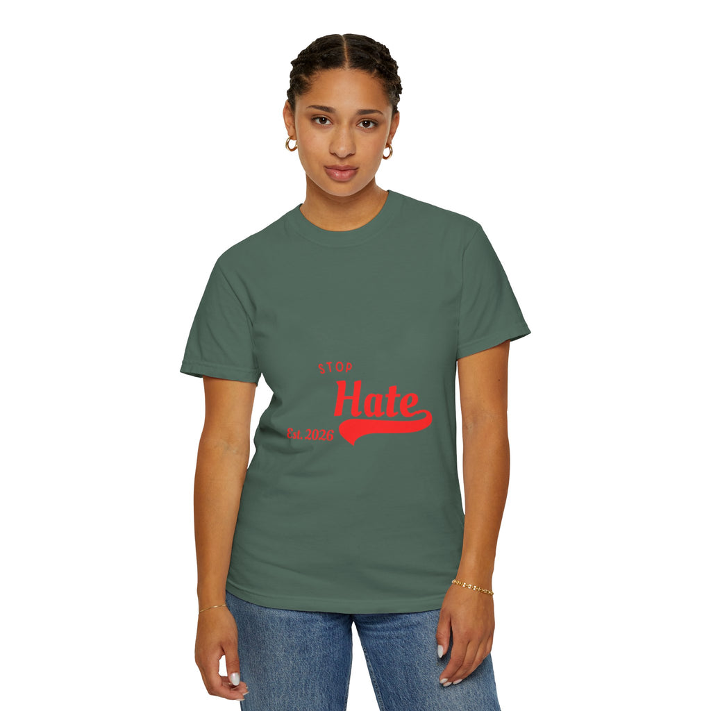Stop Hate T-Shirt — Retro Script 'Est. 2026' Anti-Hate Graphic Tee